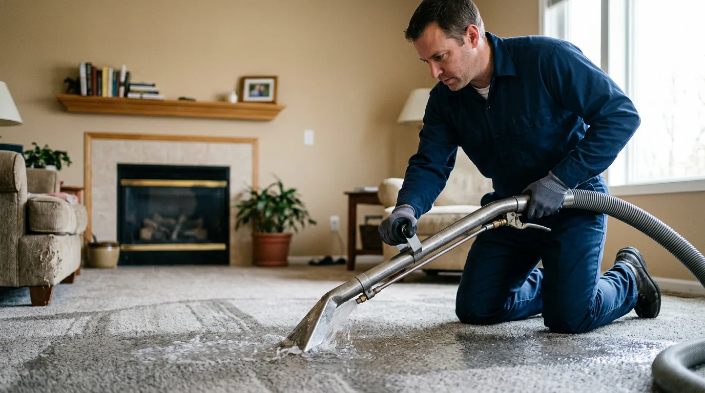 Water damage restoration technician working near Oroville, WA